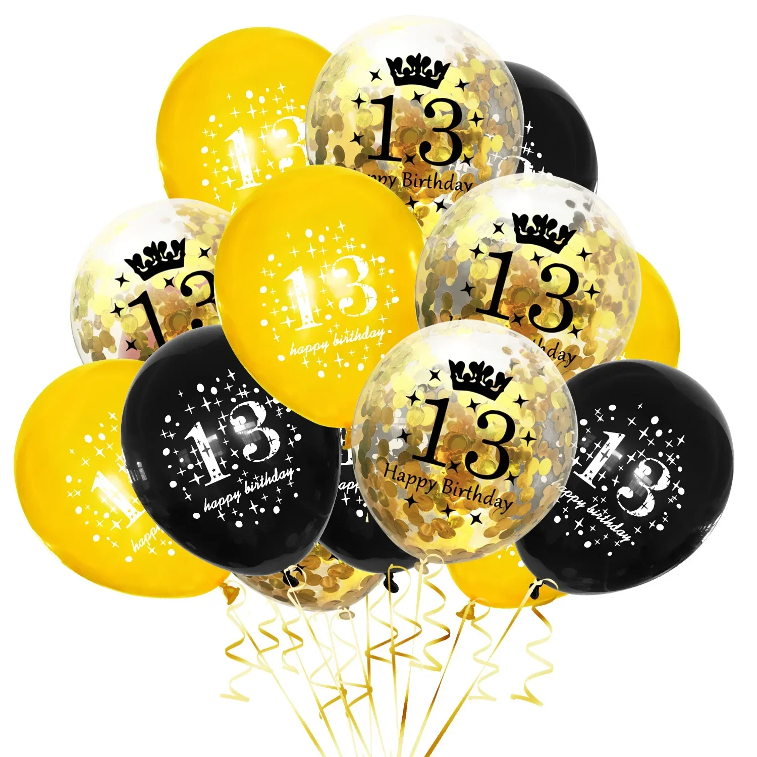 15 teile/satz 13. Alles Gute Zum Geburtstag Ballon Dekor Gold Silber Konfetti Latex Ballons für 13 Jahre Alt Geburtstag Feiern Dekoration