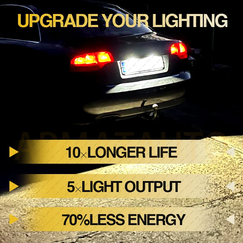 2 قطعة Canbus LED رقم لوحة ترخيص أضواء لأودي A6 C5 4B سيدان 1997-2004 مصابيح ترخيص بيضاء OEM # :4B5943021 اكسسوارات السيارات #6