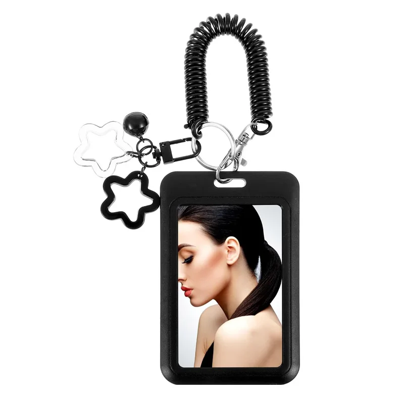 Cute Keychain Wristlet Lanyard Colorful Star Retractable Spring Lanyard ID Card Holder Bag Charms Accessories Gifts for Women