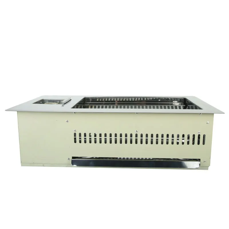 Korean Indoor Square Yakiniku Smokeless Gas BBQ Grill Upper Stainless Steel Smoke Exhaust LPG LNG Square Gas Barbecue Grills