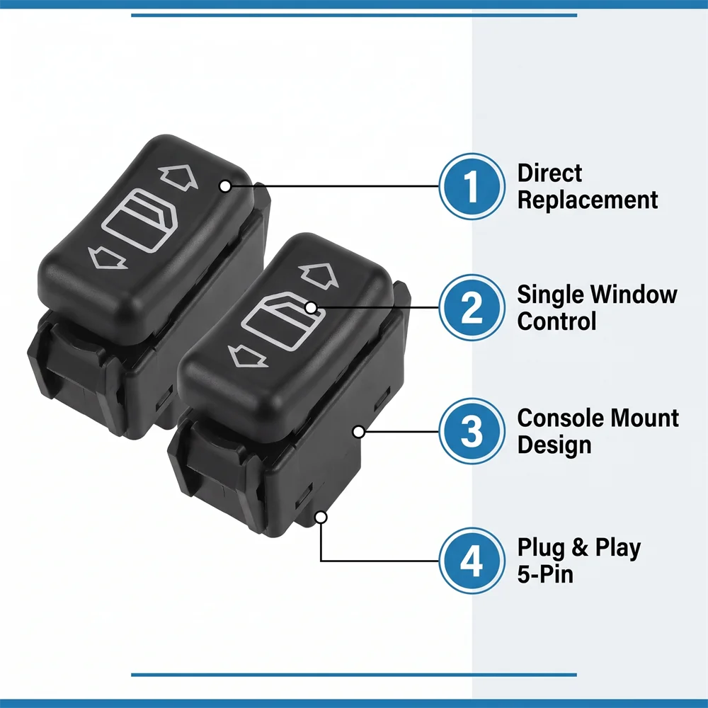 1248204610 1248204510 Power Window Switch Pair for Mercedes Benz W124 S124 W126 C124 W201 190 W463 G-Class Console Mount