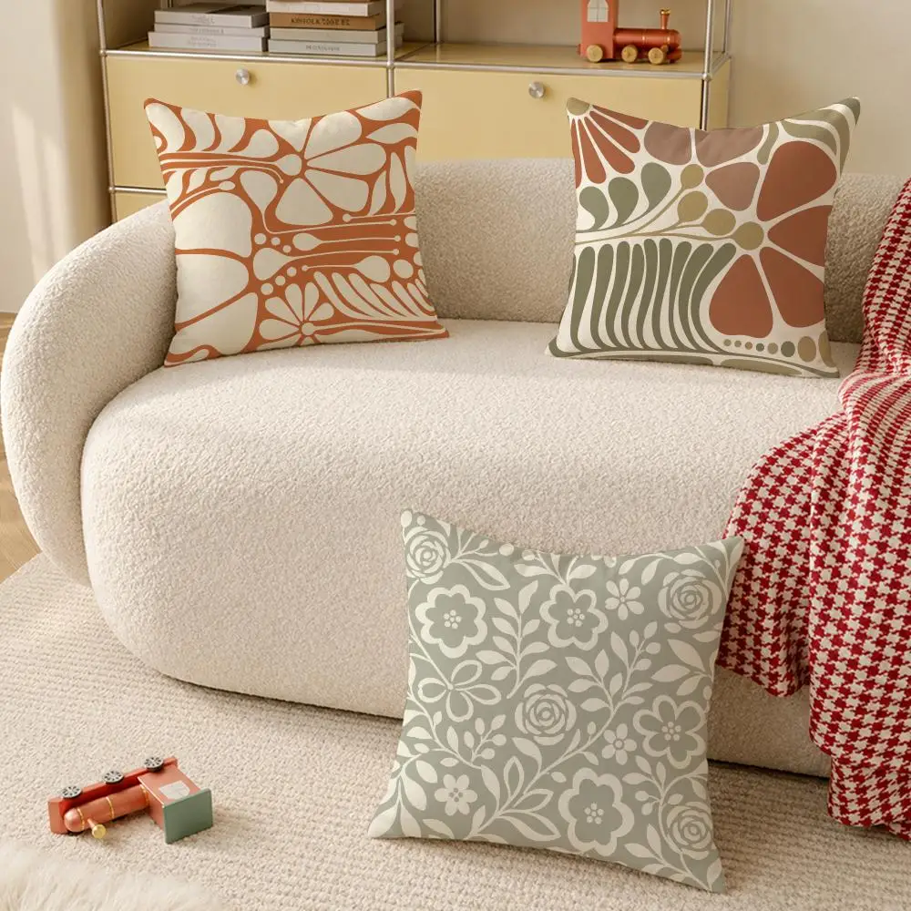 Retro Abstract Decor Cushion Cover Pillow Case Organic Short Plush Cushion Covers Washable Wrinkle-Resistant