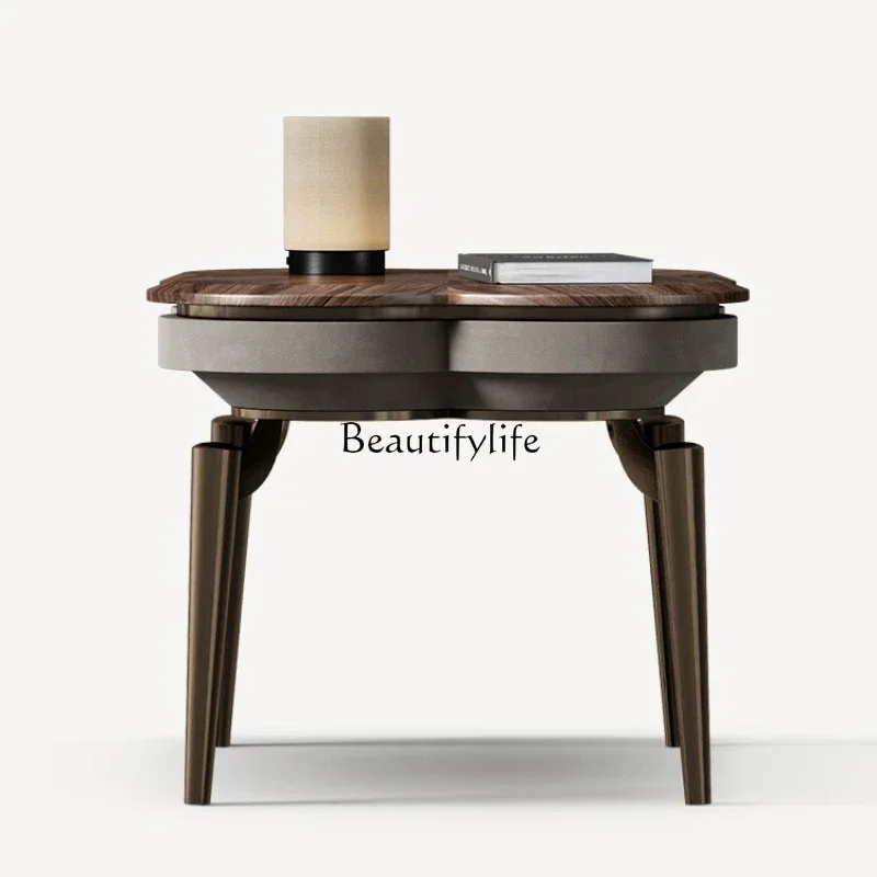 

FG44Italian light luxury edge table, North American black walnut round corner table