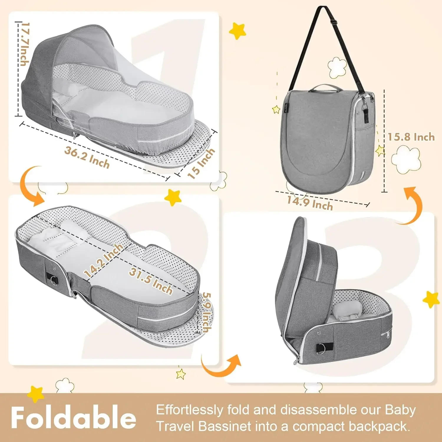 Foldable Baby Travel Bed Bags Sleeping Diaper Portable Bag Bed With Net Baby Cot Bed Crib Baby Carrier Bag