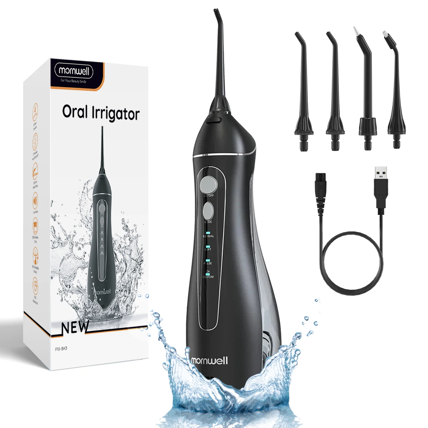 Mornwell-irrigador Oral F18, irrigador Dental para blanqueamiento Dental, limpiador de tanque de agua de 200ml, lavadora bucal, chorro de agua Dental