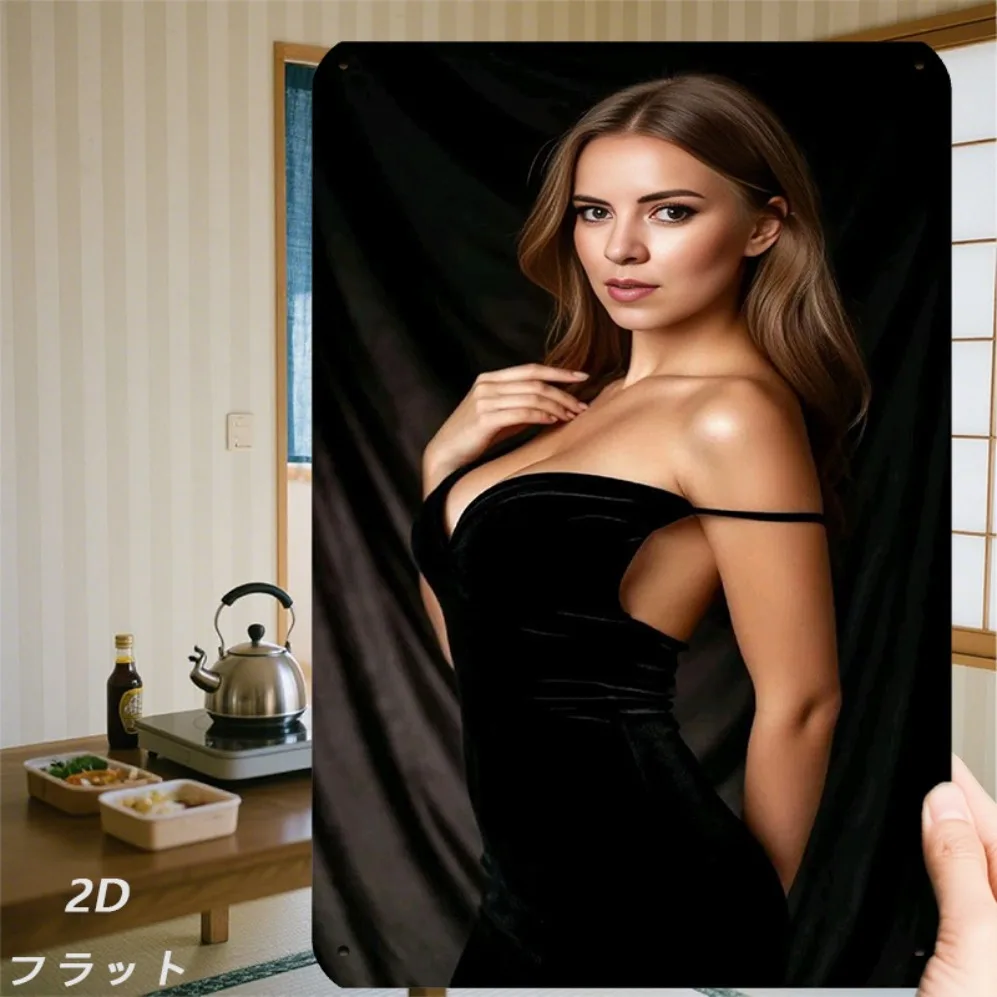 Retro-Metallschild, 2D-Wandkunst aus flachem Eisen, 20,3 x 30,5 cm, elegante Damenporträt-Wanddekoration für Wohnzimmer und Schlafzimmer