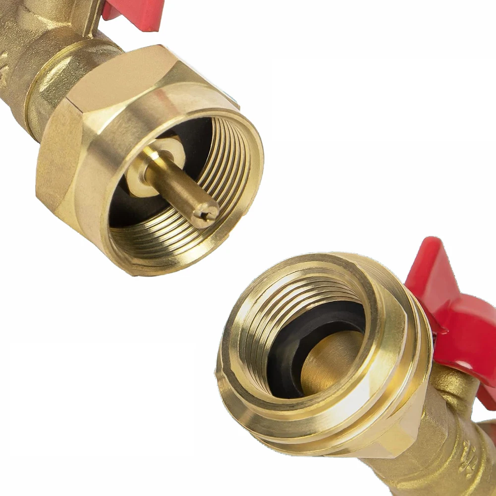 Brass-Built Propane Tank Adapter Enables 1 lb Cylinder Use with Male or POL Female Fittings for Outdoor Cooking