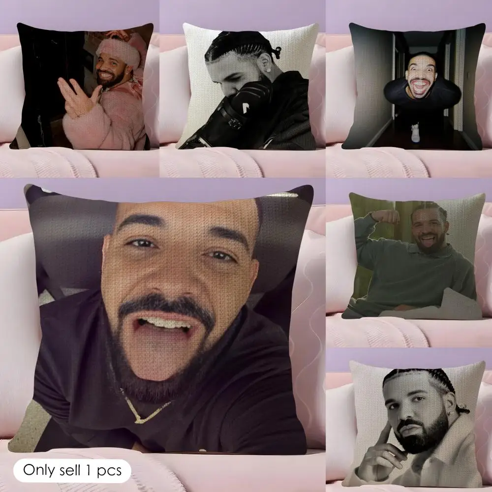 Aubrey Drake Graham Cushion Cover Natural Linen Double Sided Print  Throw Pillow Case for Sofa Couch Home Decor