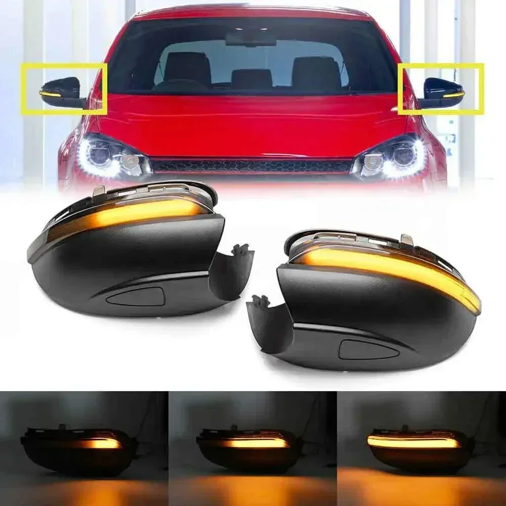 

2pcs Car Side Mirror Light Lamp Lens Dynamic Turn Signal LED Rearview Mirror Frame Cover For Golf MK6 2008-14 5K0949102
