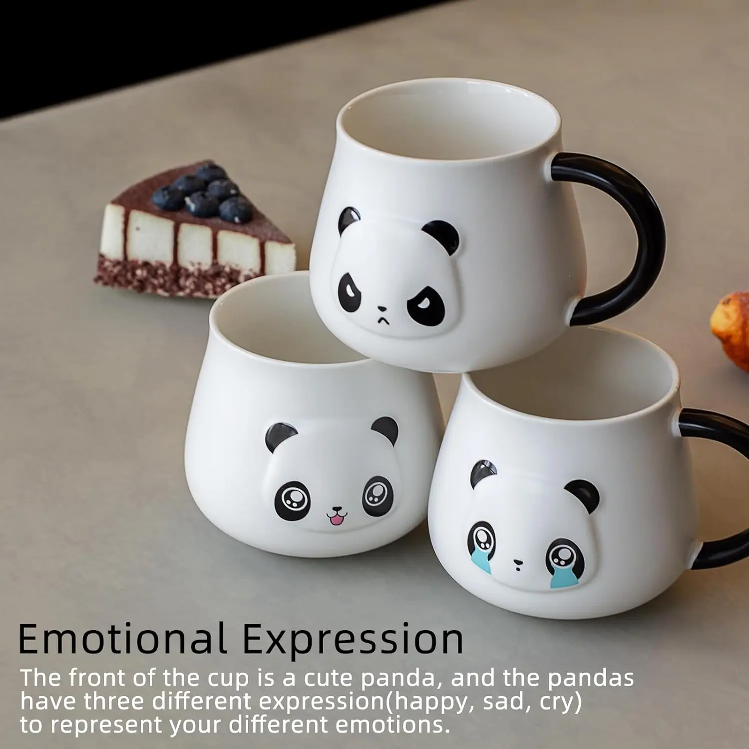 Funny Panda Mug,Panda Coffe Mugs with Lid & Spoon,Cute Panda Ceramic Coffee Mug,Kawaii Panda Cup Gifts for Girls Women Men Kids