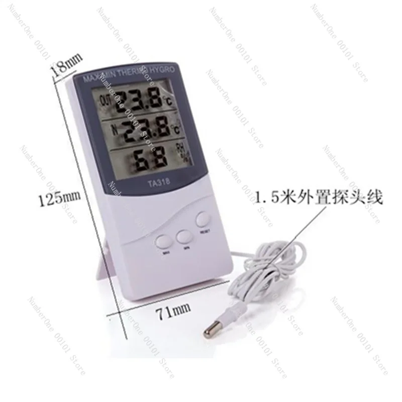 مقياس الرطوبة الحراري الإلكتروني TA318، شاشة كبيرة للاستخدام الداخلي والخارجي، مع مسبار للدفيئة للحيوانات الأليفة الزواحف، مستشعر ذكي #1
