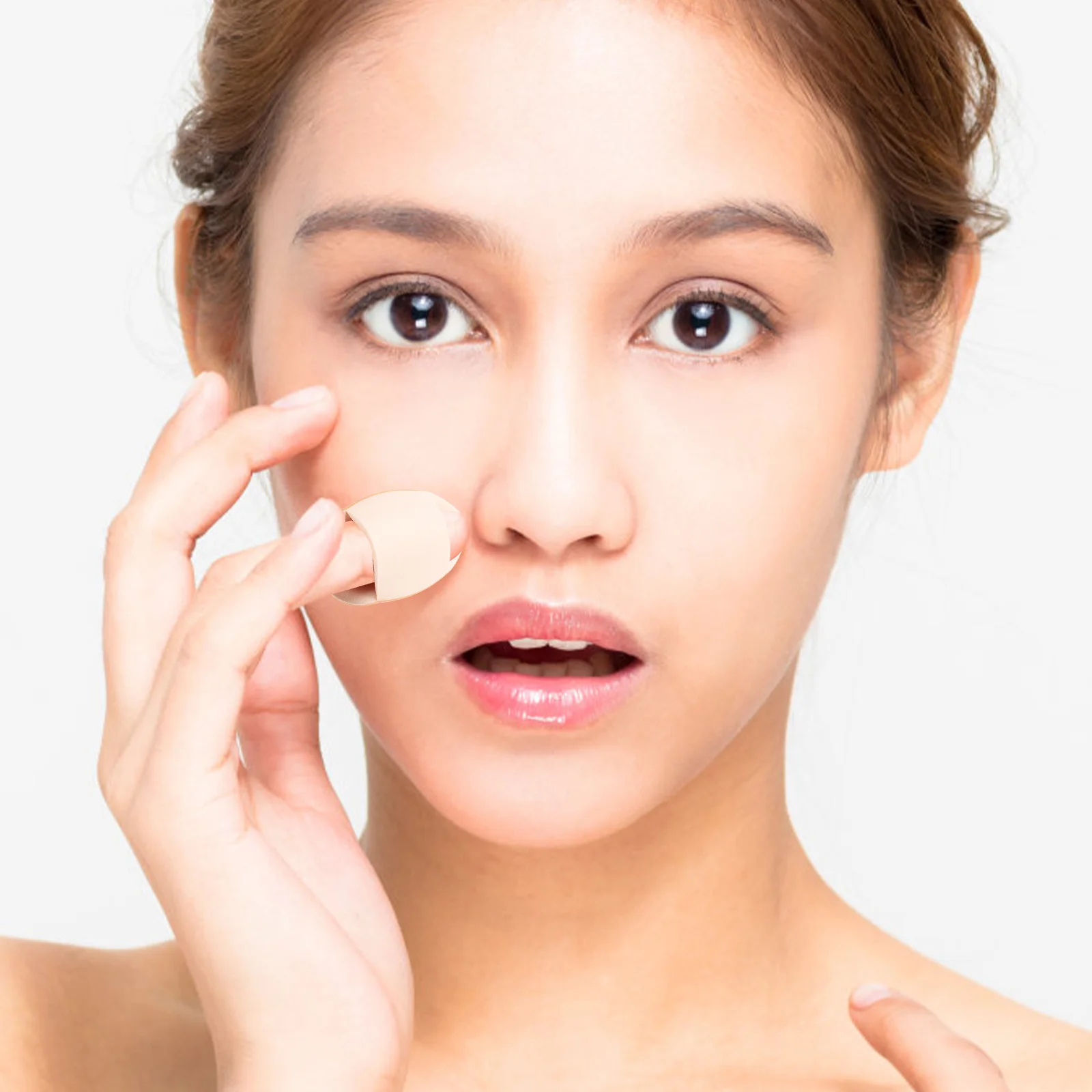4 Uds Mini polvo Puff dedo pequeño triángulo Puff maquillaje para corrector base ajuste debajo de los ojos cara
