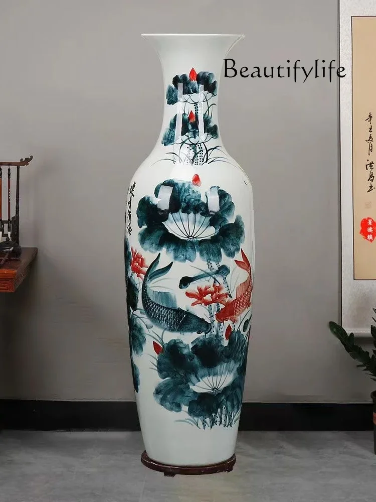 

Blue and White Porcelain Floor Large Vase Chinese Living Room TV Stand Decorative Decoration Housewarming Gift