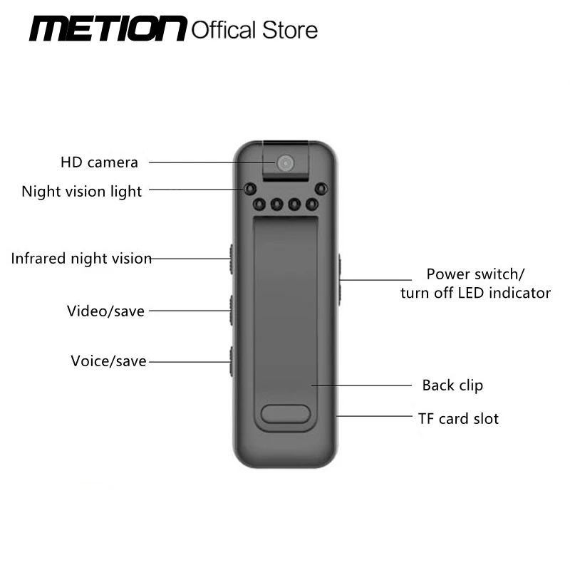 Mini câmera corporal digital full hd 1080p, câmera de movimento, visão noturna, gravador de vídeo dv, portátil, aplicação da lei, conferência