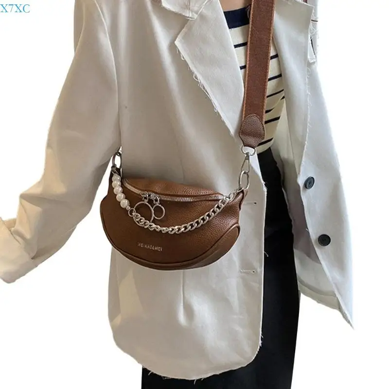 

X7XC Women PU Leather Bag Simple Chain Shoulder Bag Purse Fashion Bag Korean Crossbody Bag