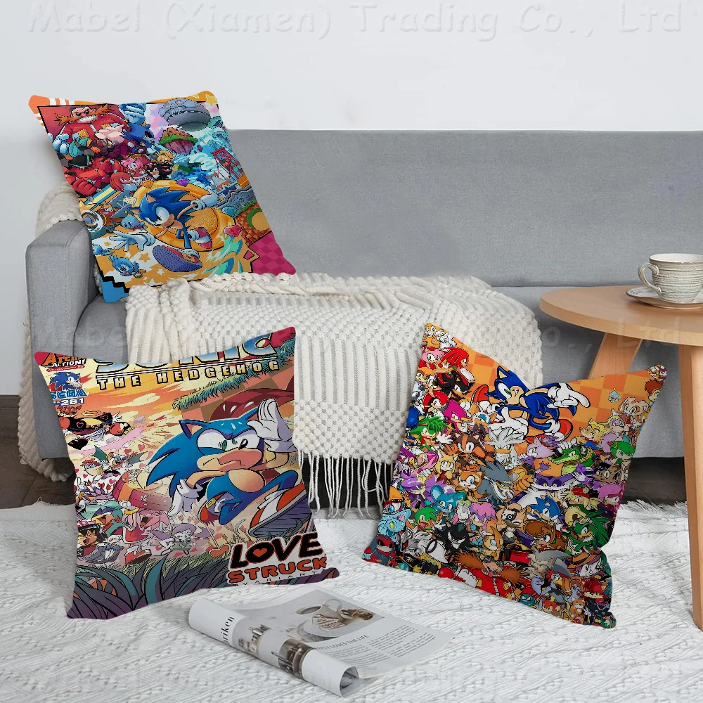 Anime S-Sonic Decorative Room Aesthetics Pillow Case Home Decor Bedroom Sofa Bed Couch Pillow Cover 45x45