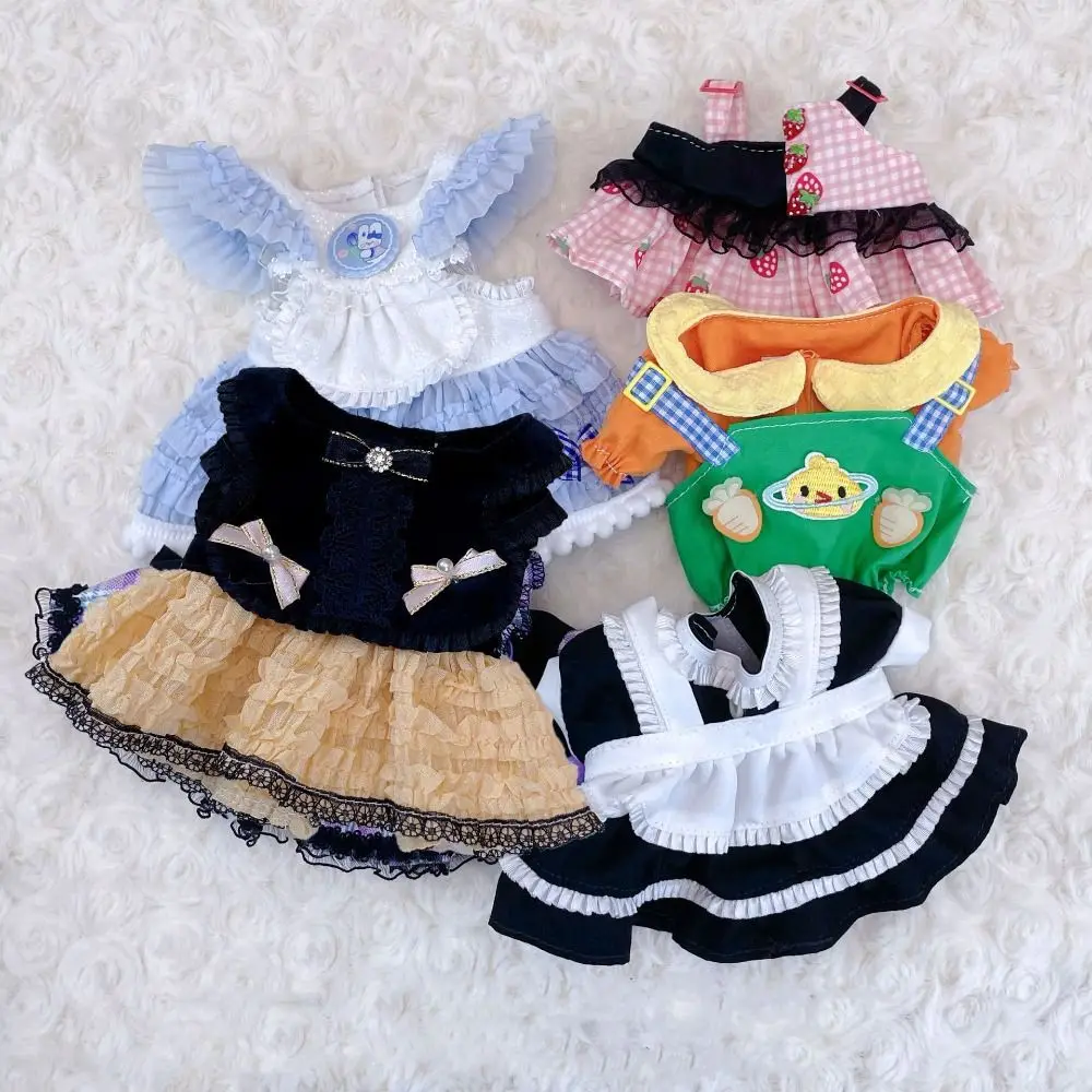 Lindos Vestidos de Princesa com Cartoon Headband, Bonecas de Pelúcia Roupas, Saia e Saia Decoração, 20cm Cotton Doll Acessórios