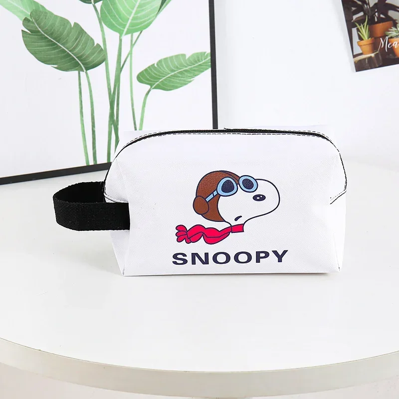 Сумка для макияжа Snoopy для женщин, большая однотонная косметичка на молнии, дорожная Сумочка для туалетных принадлежностей, чехол для ручек из