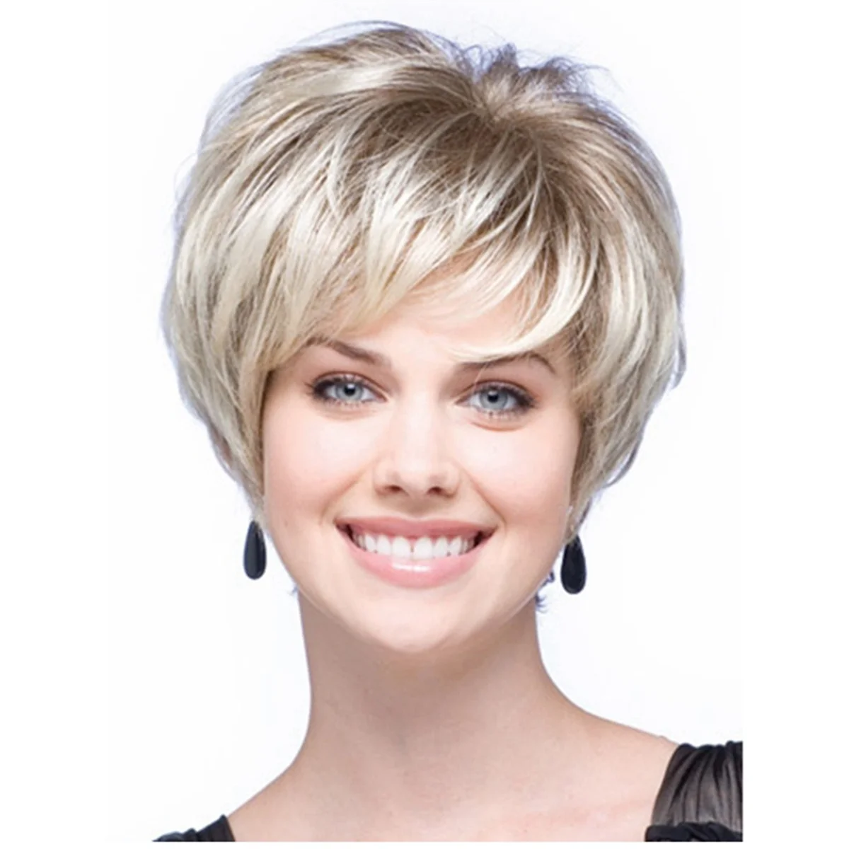 Short Light Gold Wigs Short Hair Fashion Wig Synthetic Chemical Fiber High Temperature Silk Wig Full Cover