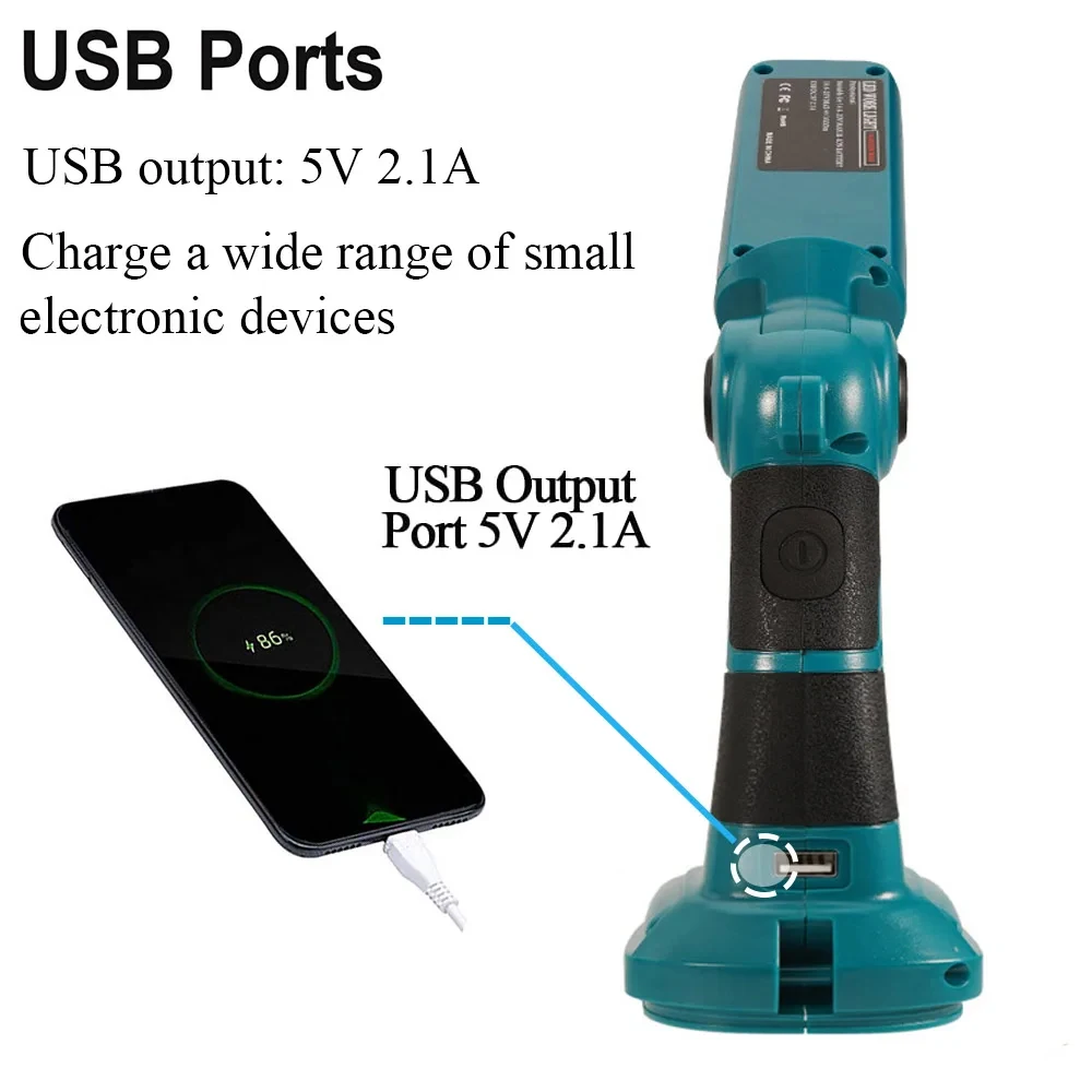 12W 1000LM Led Light for Makita 14/18V Li-ion Battery Vertical Desk Lamp Power Tool with USB Port
