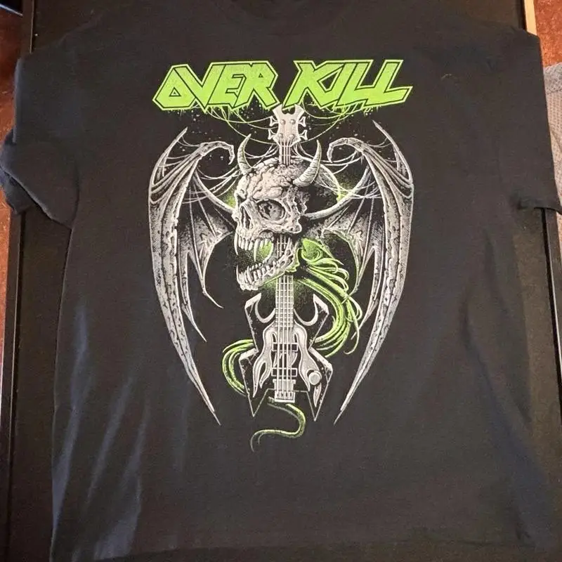 Overkill Winged Figures Guitar Graphic T-Shirt