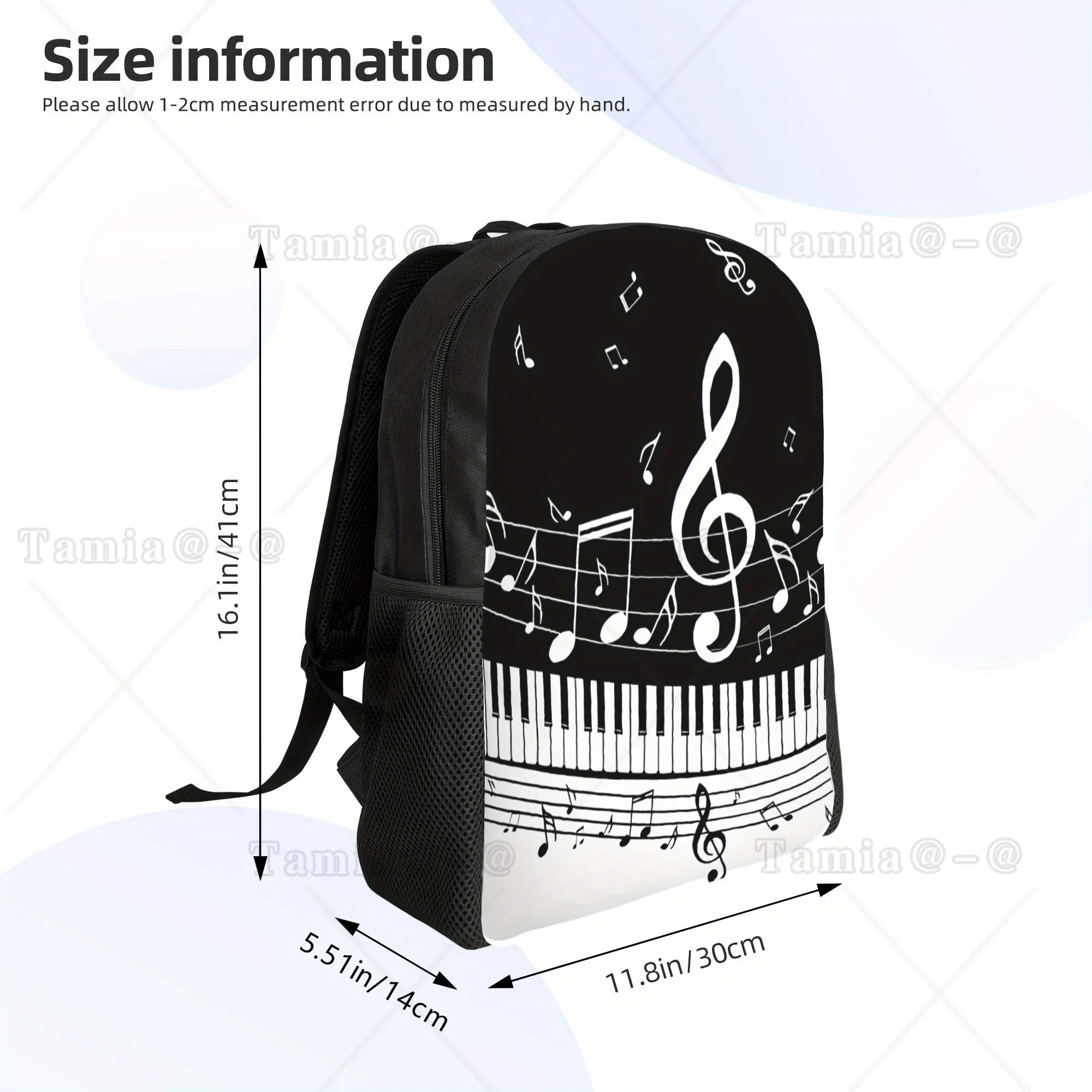 Music Notes Backpack Bag Large Capacity Computer Laptop Bag Book Bag For Work Travel Office College