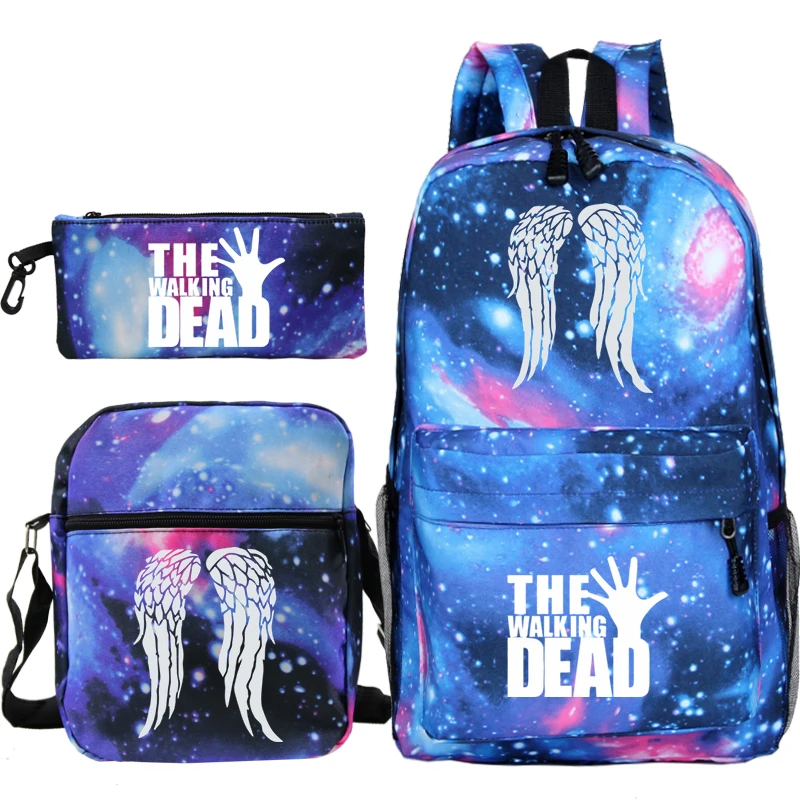 Hot Movie The Walking Dead School Bags 3pcs Set Primary Bookbag Students Boys Girl Sport Backpack Shoulder Bag Pencil Bag Set