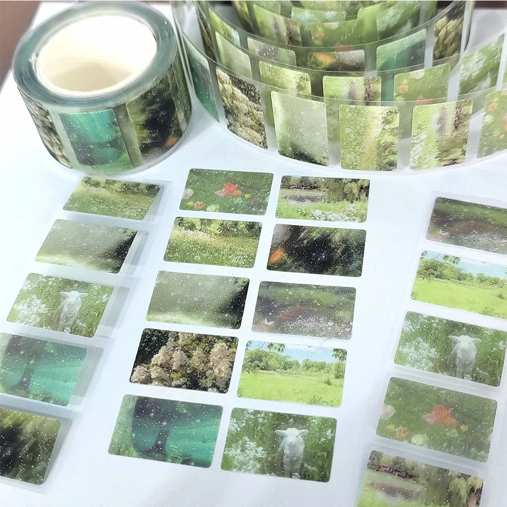 200pcs/Roll INS Style Aesthetic Dream Forest Seal Label Stickers Cute Kid Decals Toy DIY Notebook Guitar Waterproof Sticker Gift