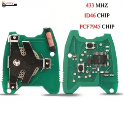 Jingyuqin Remote Car Key Circuit Board per Peugeot 106 206 207 306 307 Citroen C1 C2 C3 C4 Picasso 433MHZ ID46 PCF7945 2 pulsanti