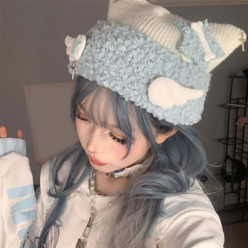 R1WE محبوك قبعة صوفية مترهل للمرأة الشتاء لينة الدافئة السيدات الصوفية محبوك الجمجمة بيني قبعات