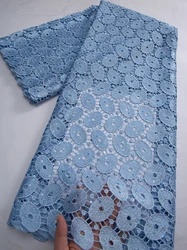 Guipure Cord Lace Fabric African High Quality Nigerian Water Soluble Lace Fabric with Stones Dresses For Women Sew,5yards 4331