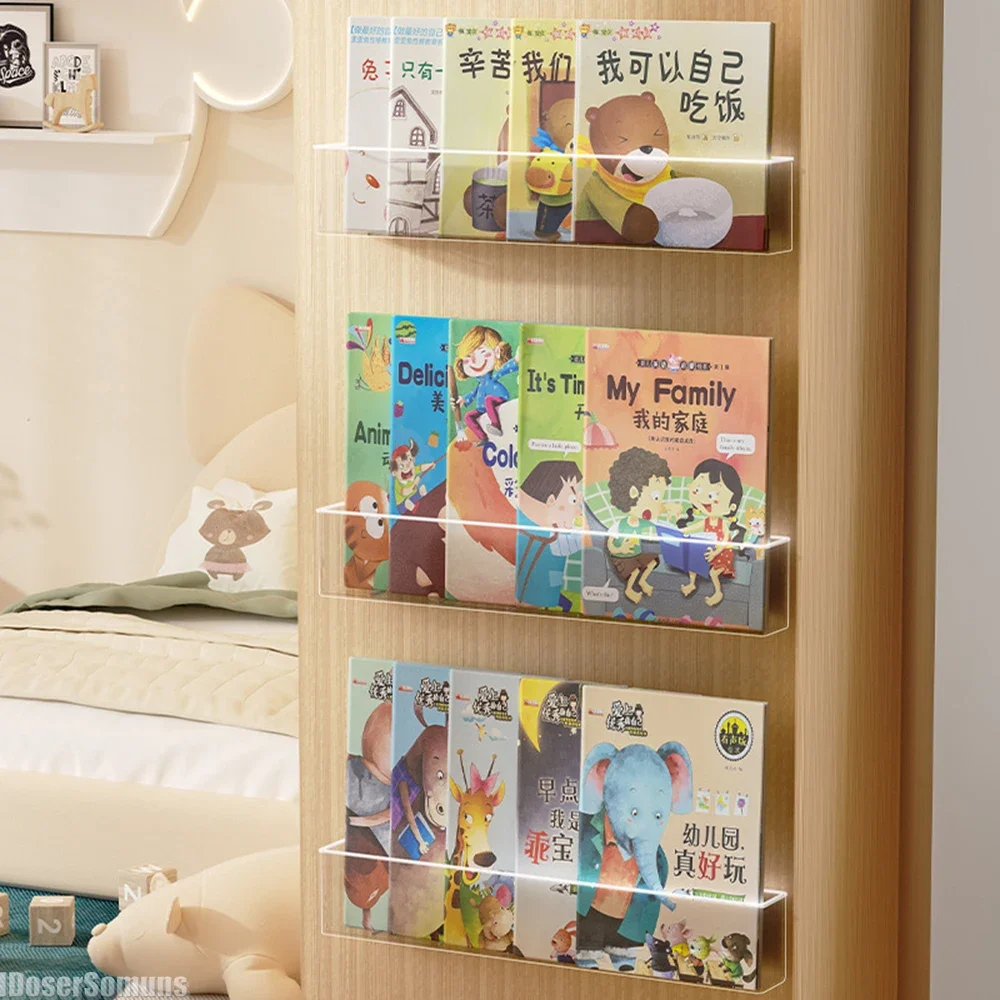 

Transparent Acrylic Picture Book Display Stand Bookshelf Children's Wall Behind The Door Reading Magazine Storage Wall Hanging