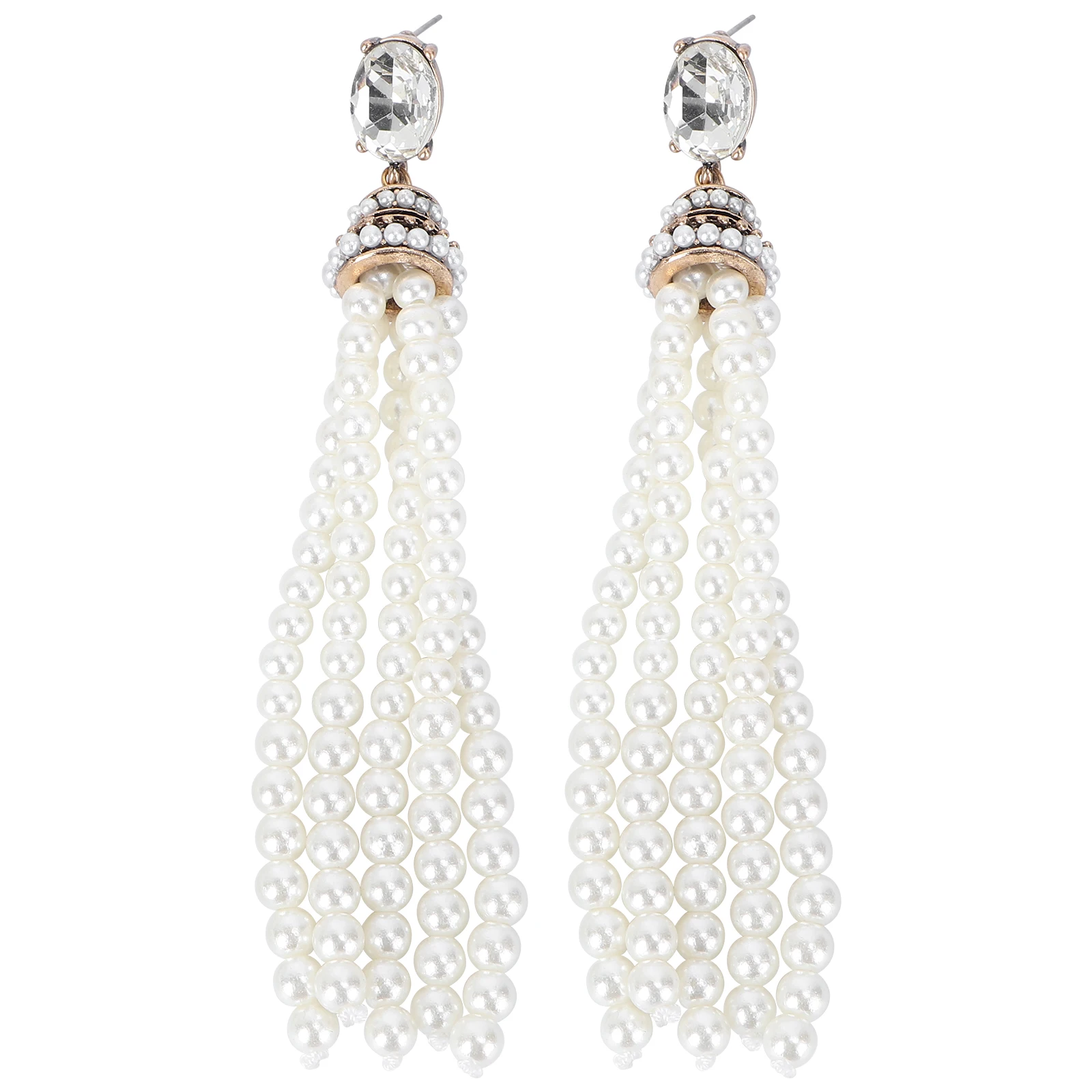 

Pearl Tassel Ear Studs Beige Studs Women Long Dangle Jewelry Fashion Accessories Long Earrings Prom Party Gifts