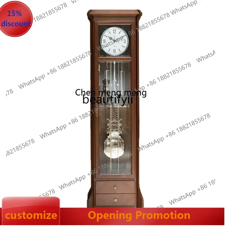 ss7486 Simplethe Grandfather Clock Living Room Chinese Retro European Style Villa Large Pendulum Clock Vertical American Standin