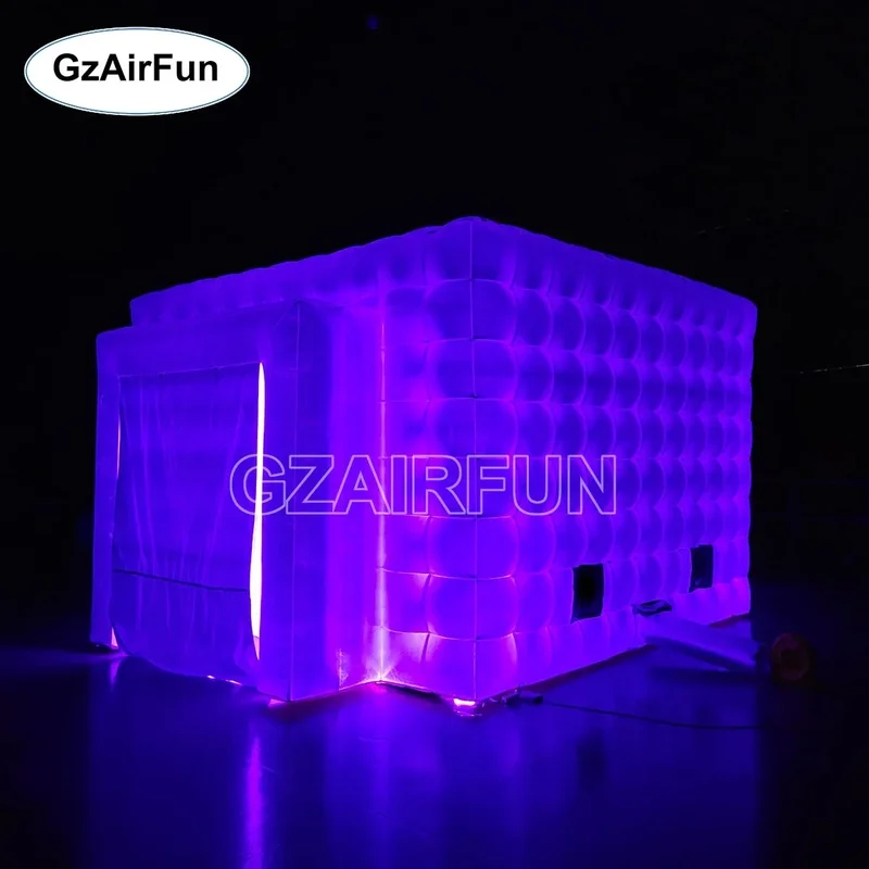 Custom Oxford Cloth Inflatable Igloo Cube Tent with LED Lights, Suitable for Weddings, Festivals, Events, and Parties.