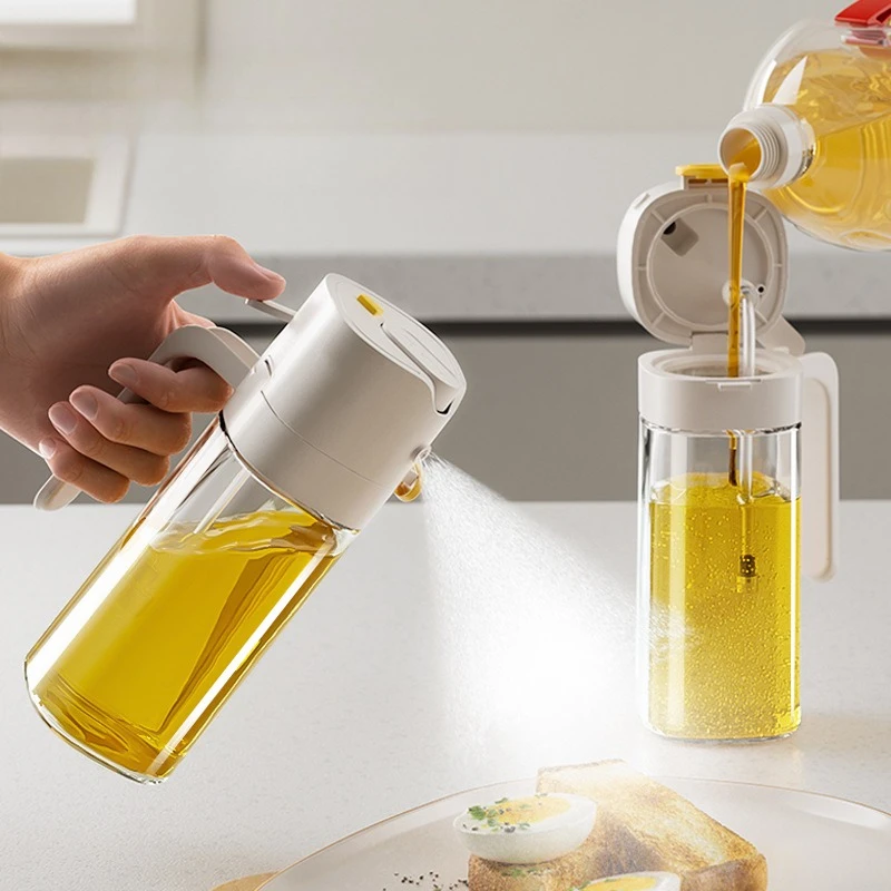 

2 in 1 Oil Sprayer Bottle Kitchen Oil Dispenser Non Drip Glass Oil Bottle with Fine Mist Sprayer