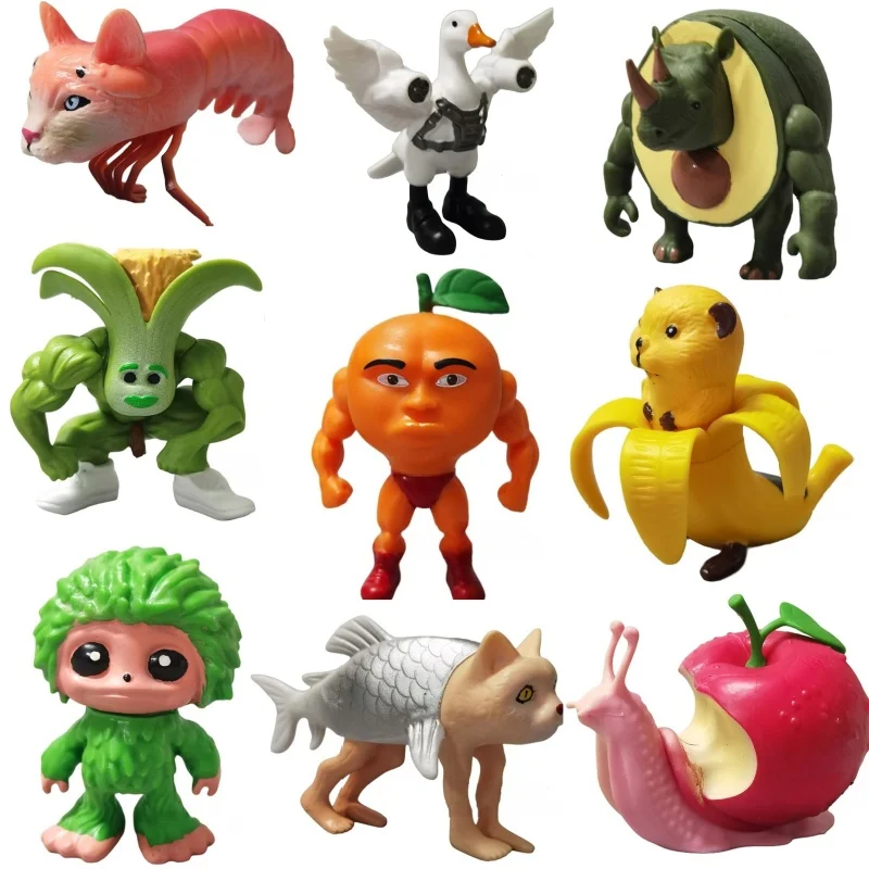NEW 3D AI Action Figurines Cartoon Avocado Rhinoceros Apple Snail Model Desktop Collectibles Ornaments Children's Toys Gifts