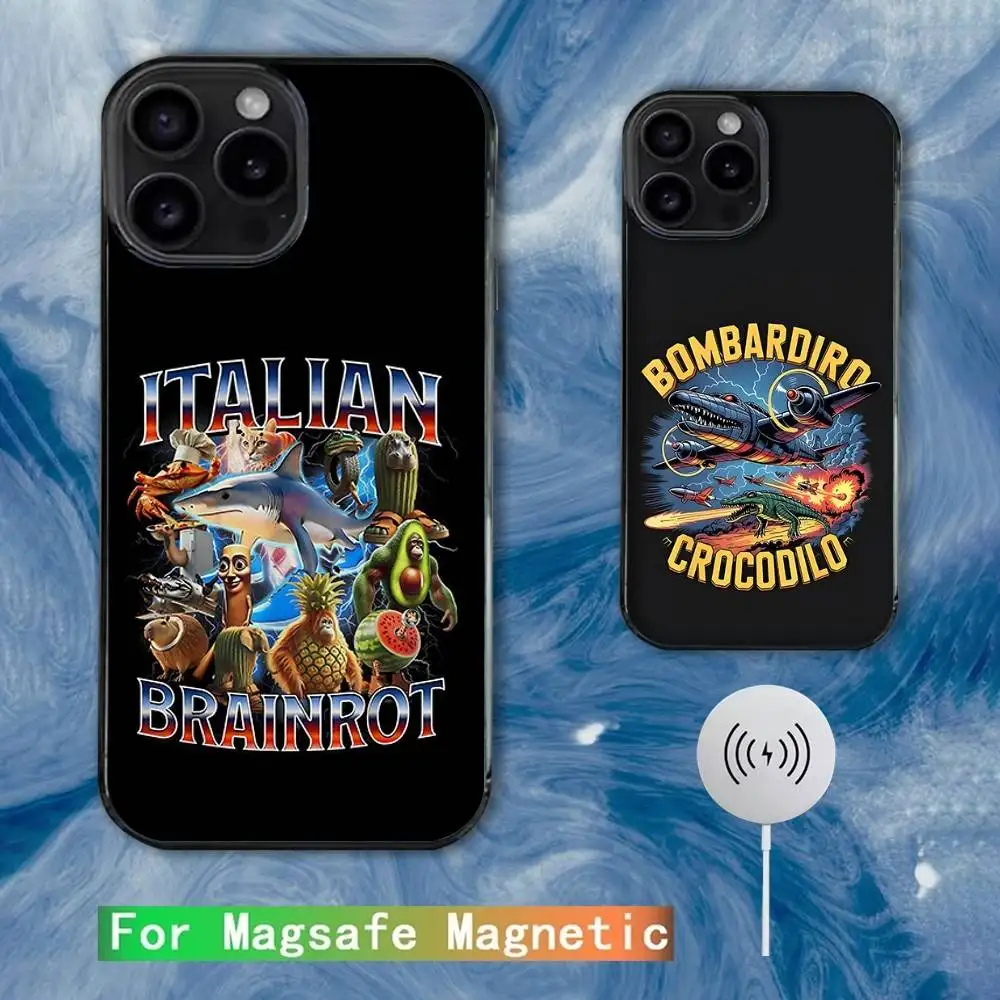 

B-Brainrot T-Tralalero Phone Case For iPhone 17,16,15,14,13,12,11,Pro,Max,Plus,Mini,SE4,E Magnetic Magsafe Wireless Charging