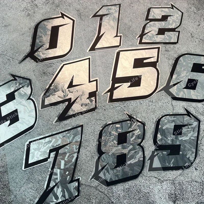 

1 шт., крутые серебряные арабские цифры, мотоциклетные наклейки, самоклеящиеся для автомобилей, мотоциклетные топливные баки, боковые панели, водонепроницаемые баки для шлема