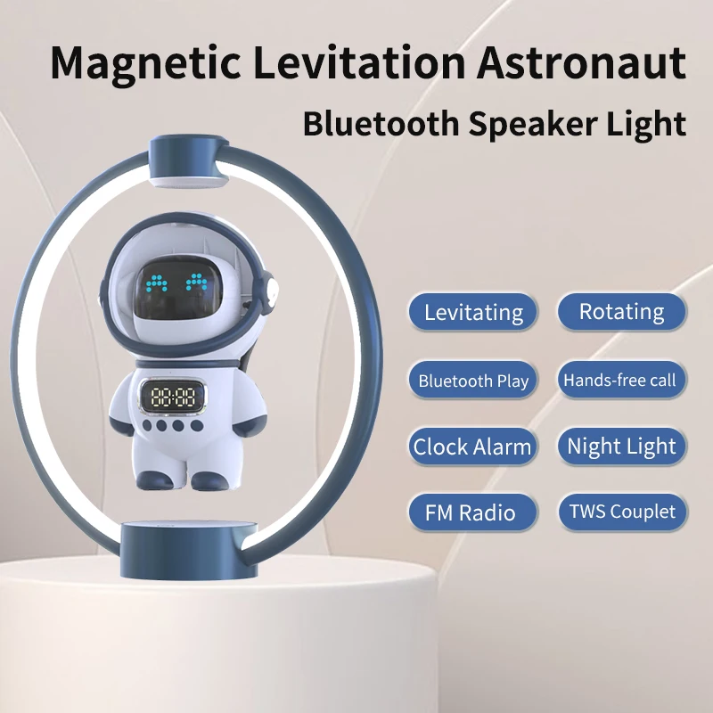 Floating Astronaut Bluetooth Speaker Levitating Rotation Night Light Desk Decor Wireless Audio Gift for Men Women Kids Birthday