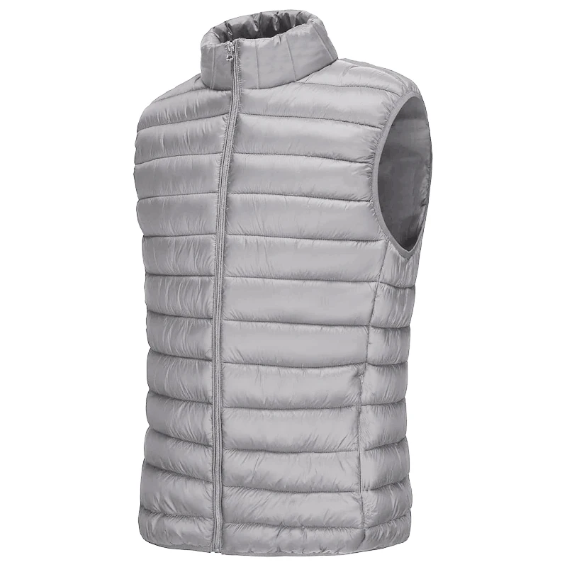 Autumn Men's Casual Vest Lightweight Sleeveless Jacket Full Zipper Outerwear Vest Outdoor Down Vest with Pockets