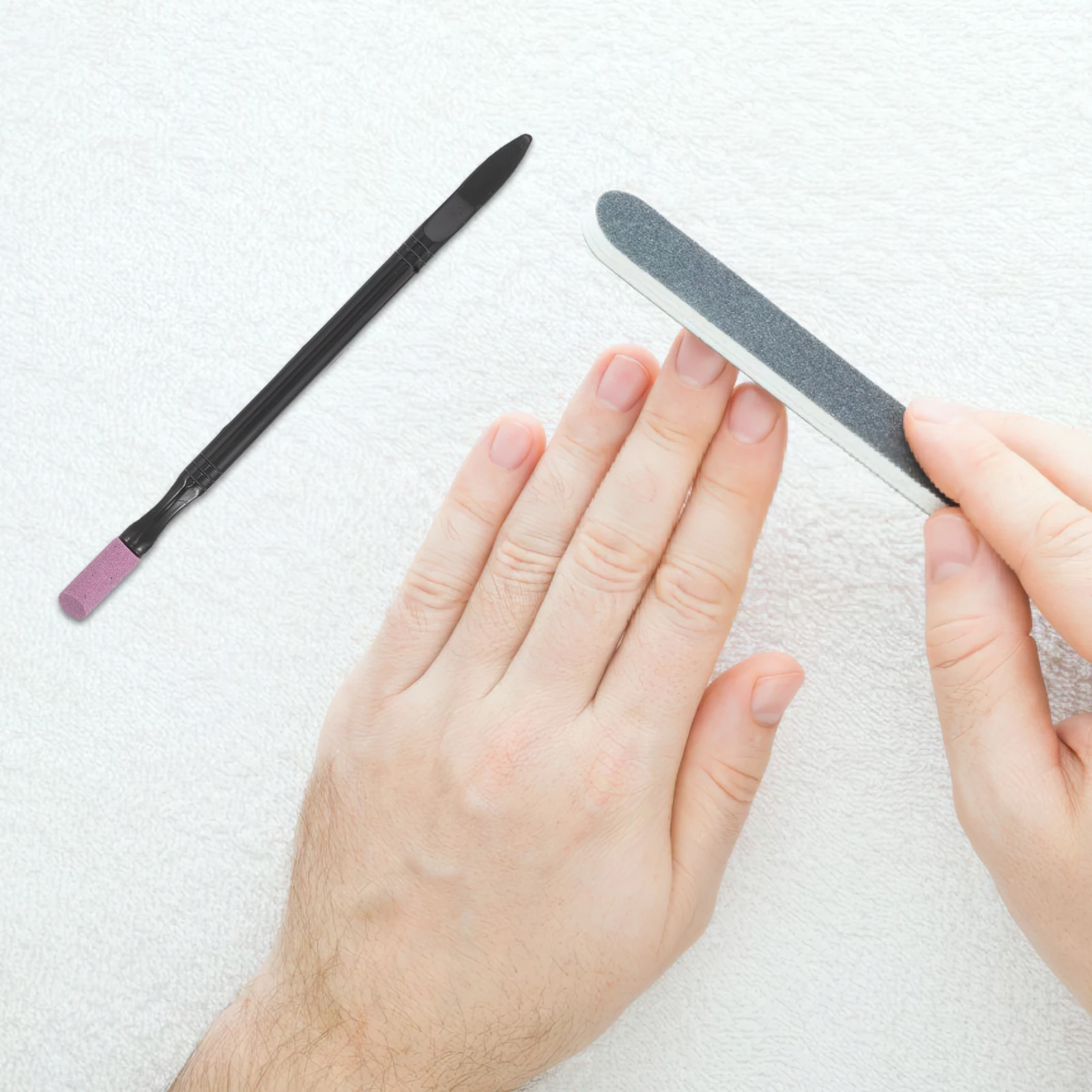 ปากกาตะไบเล็บ 5 ชิ้น ปากกาขัดเล็บ กำจัดหนังกำพร้า หัวสองด้าน สีดำ พร้อมแท่งตะไบหินสำหรับขัดแต่งเล็บและเท้า