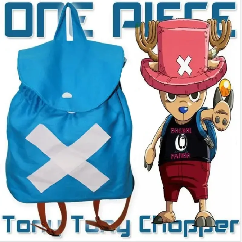 Bolso de lona de una pieza de Anime, mochila azul, Tony Chopper, Cosplay, lindos bolsos de hombro escolares, mochila de gran capacidad, regalo de cumpleaños