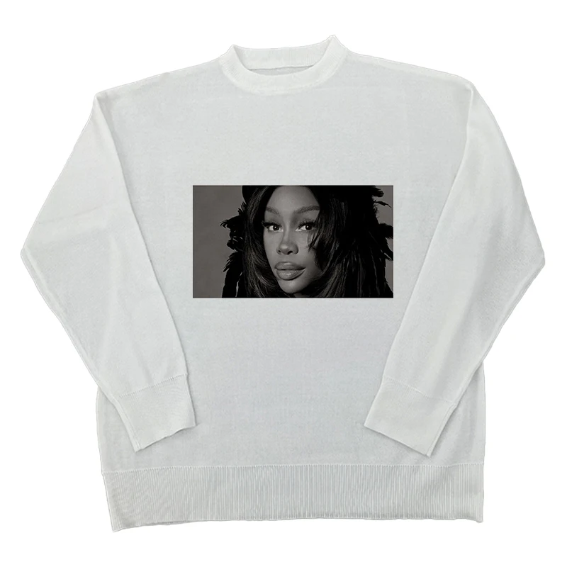 

Y2K белый свитер с длинными рукавами, пуловер с готическим принтом, повседневная уличная одежда в стиле ретро, мягкая женская трикотажная одежда, пуловер