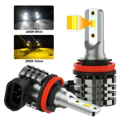 2Pcs H11 H8 LED Bulb Fog Lights Canbus Dual Color Yellow White Switchback DRL Driving Lamp for Audi A3 A4 B7 Q7 VW Passat B7
