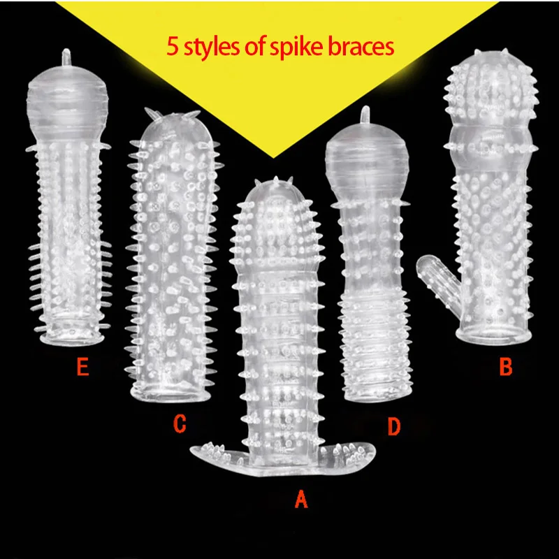 1 PCS Silicone Reusable Condoms Time Delay TPE Crystal Penis Sleeve Soft Male Extension Cock Rings Adult Sex Toys for Men Couple