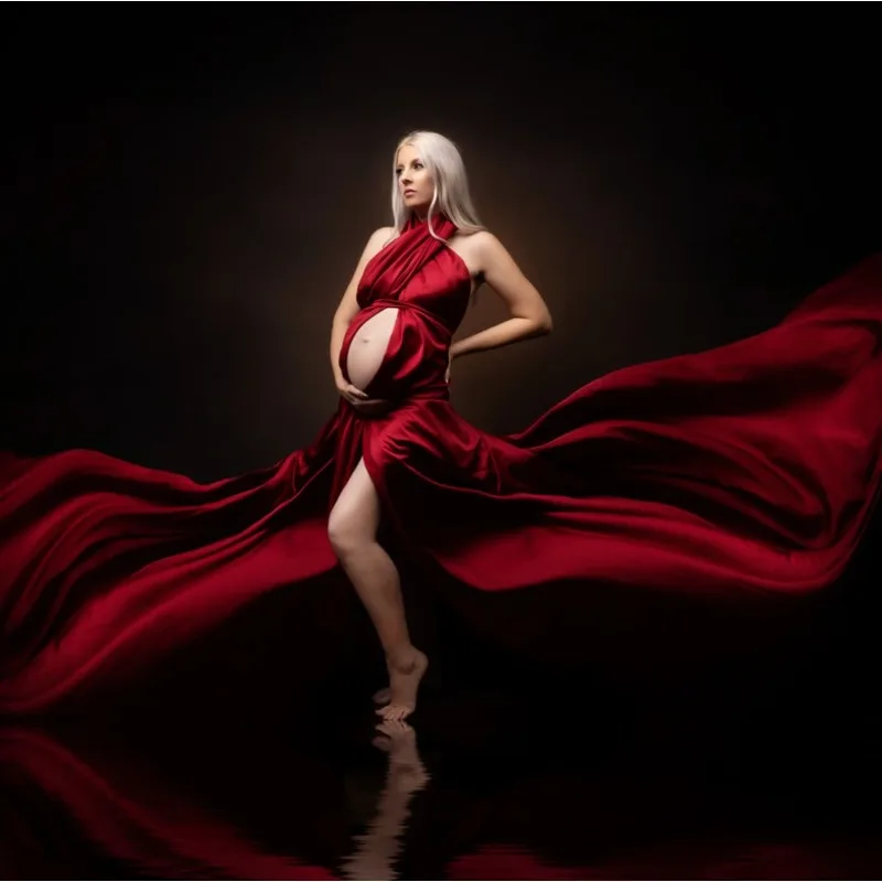 غلاف تصوير للأمهات من الساتان الحريري بطول 2 متر/4 متر مع مجموعة وشاح لالتقاط الصور أثناء الحمل، فيستدو ماتمينيداد-فساتين حوامل استحمام الطفل #4