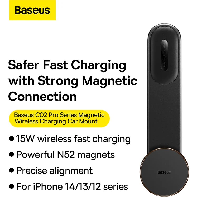 Baseus C02 Pro Series Magnetic Wireless Charging Car Mount Cluster Black