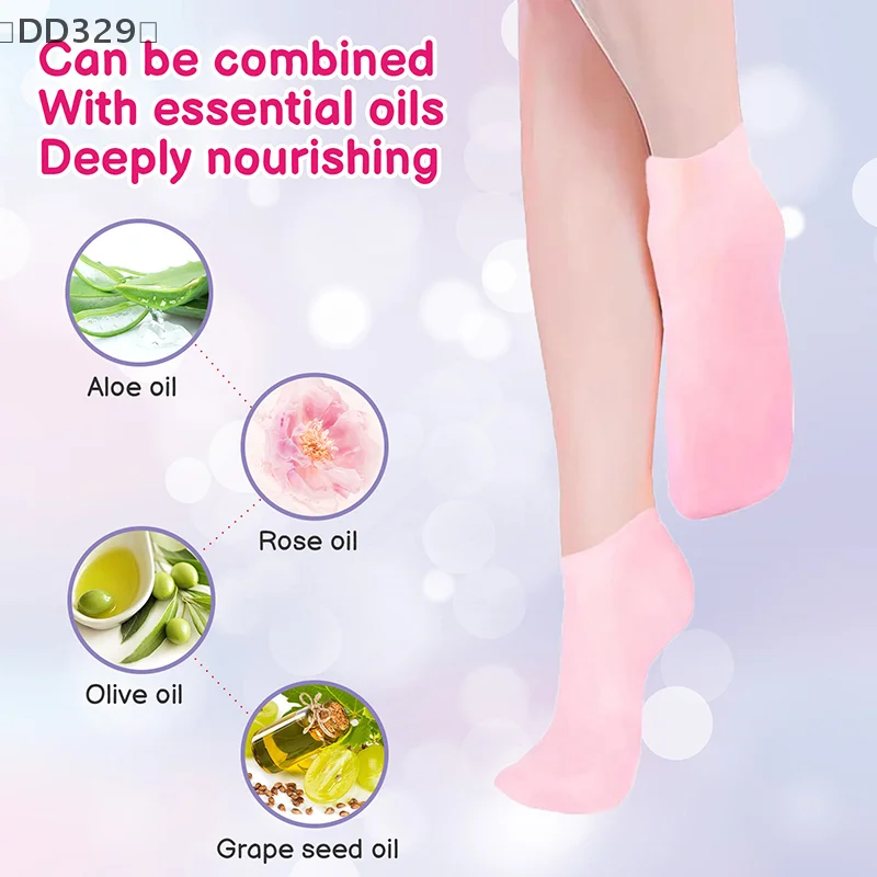 maveraDD329 OrganiSilicone Gel hidratante Calcetines para el talón Esfoliante y previene la sequedad Rejuvenecimiento de la piel del pie Cuidado de los pies Calcetín elástico