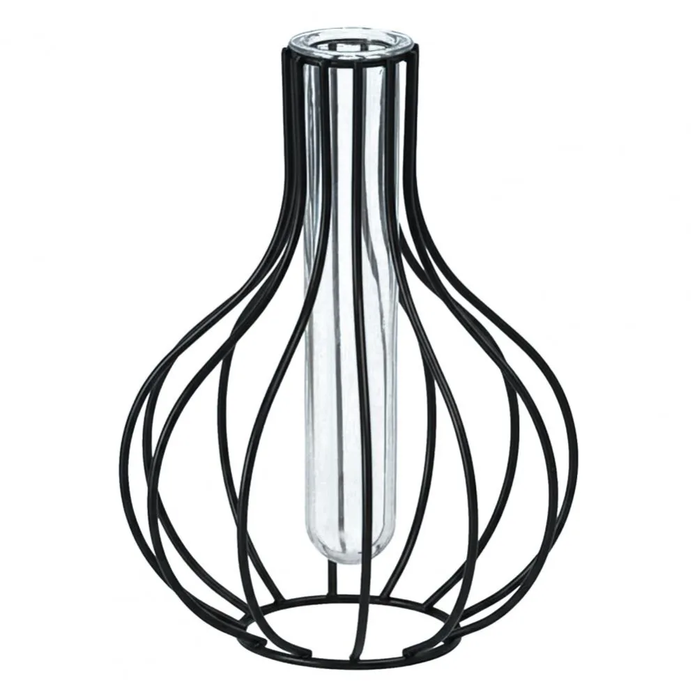 Flower Arranging Test Tube Vase Iron Removable Tube Decorative Hydroponic Vase Hollow Frame Metal Frame Vase Desktop Decoration
